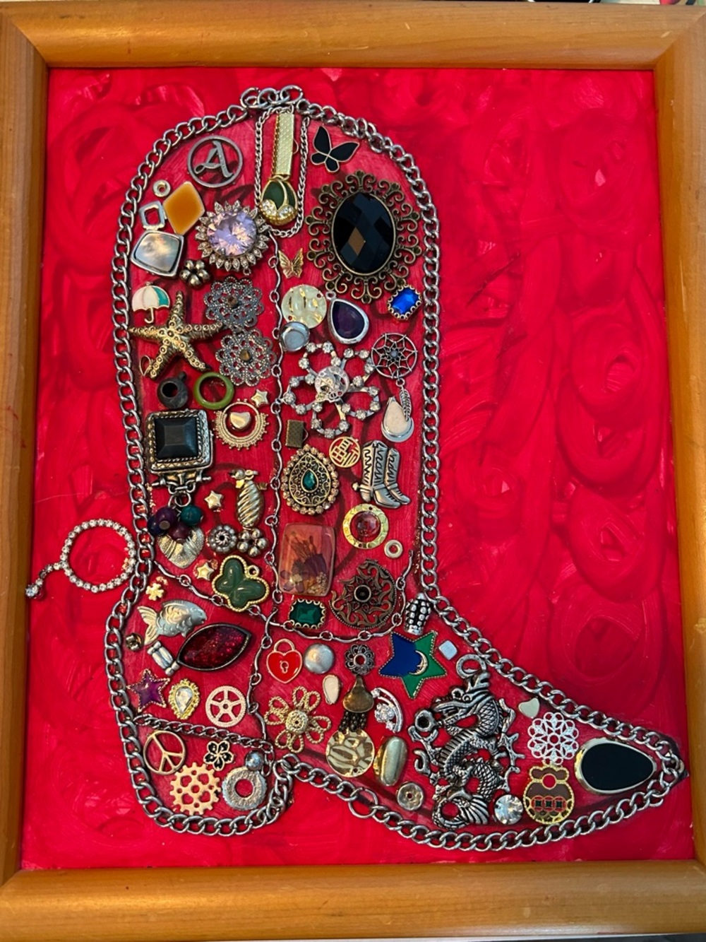 Cowboy boot jewelry art